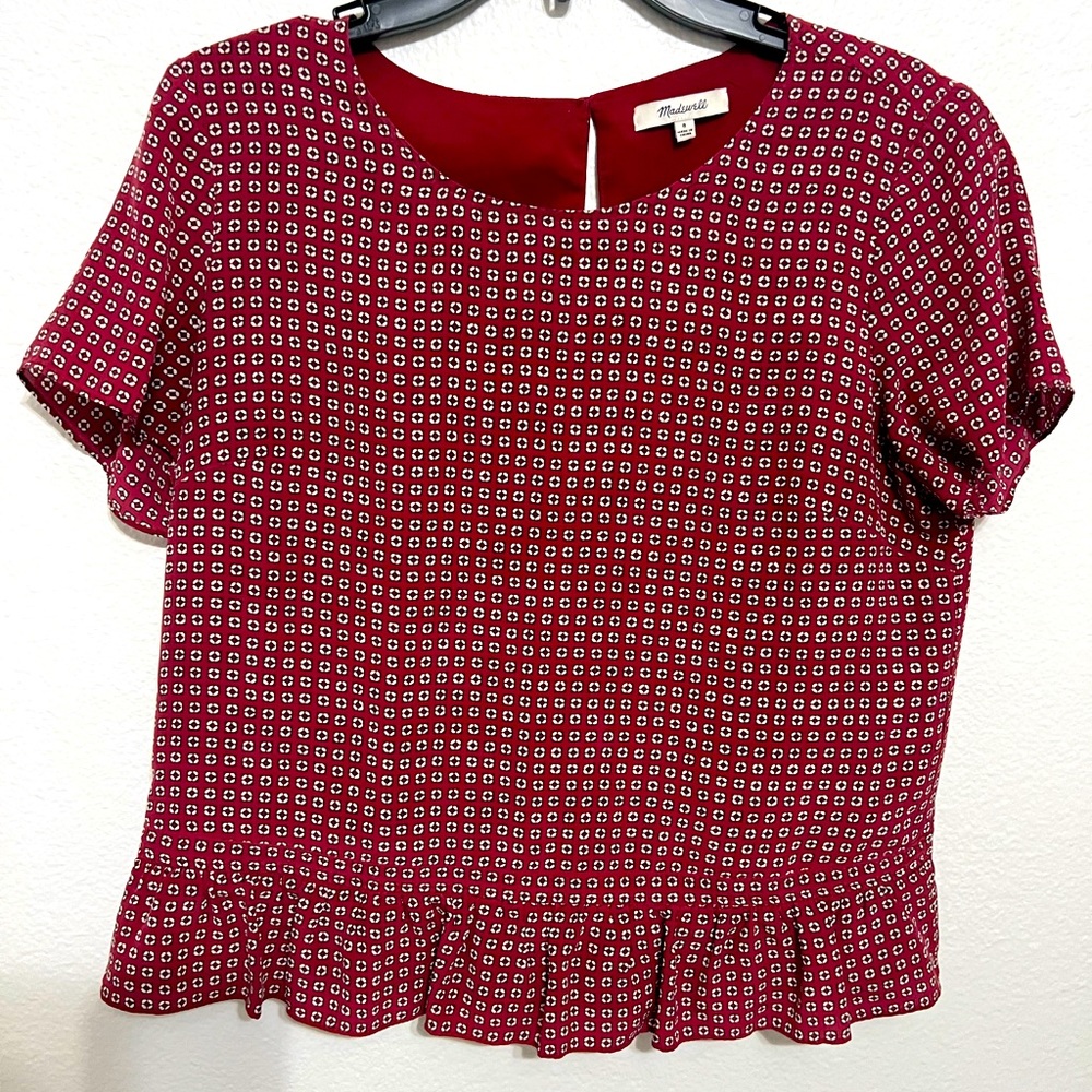 Madewell red patterned top